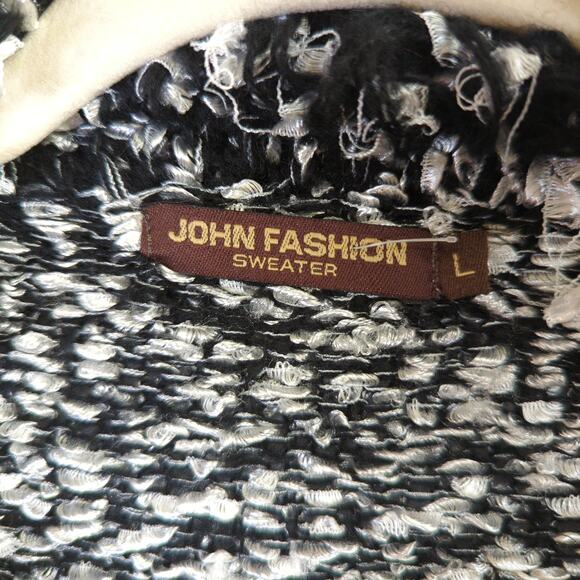 John‎ Fashion Sweater Womens Large Black Speckled Cardigan Wool Blend - Picture 2 of 8